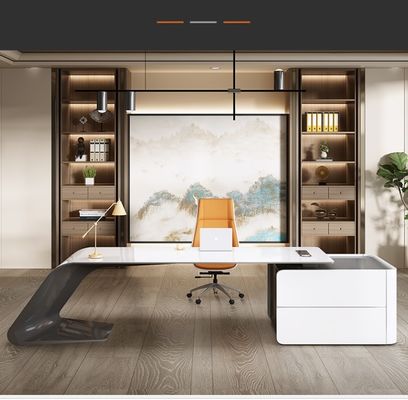 ISO9001/ISO14001 Сертифицированный MDF Пекарный лак Рабочий стол Менеджер Стол с ящиком