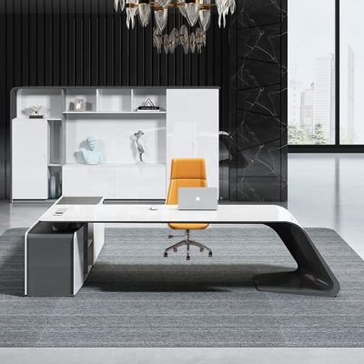 Современный офисный рабочий стол Fruniture L-образный Executive Boss Desk с боковым шкафом